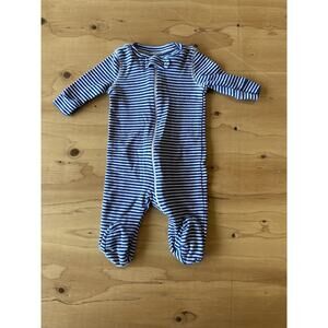 PRIMARY Zipper Pajama NB 100% Organic Cotton Footie Coverall Blue Stripe